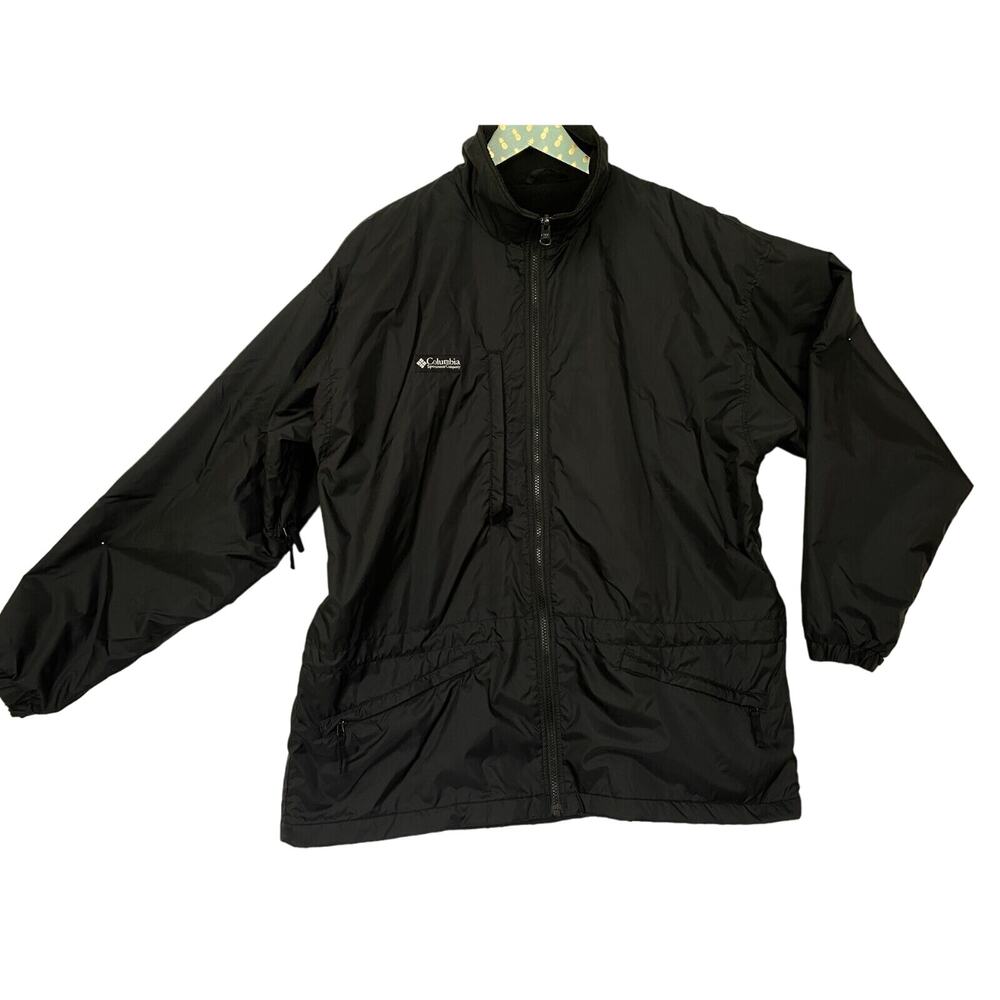 Columbia Parka‎ Jacket Mens Large Black Fleece Lined Pockets Windbreaker VTG Y2K